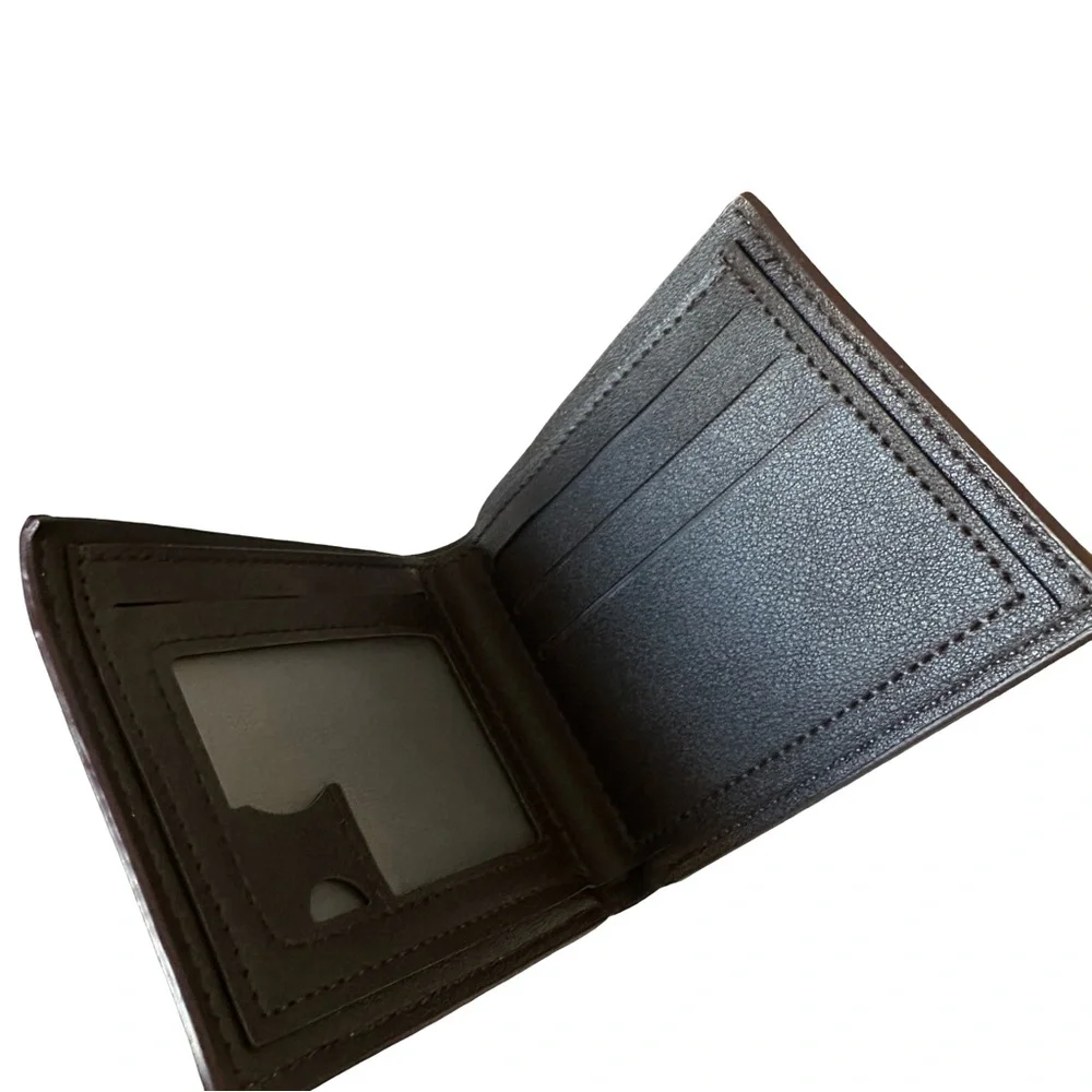 Dark Brown PU Leather Wallet Card Holder Slim Bifold Minimalist Men’s Wallet